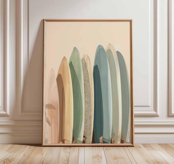 Muted Surfboards Beach Art Print Poster Boho Minimalist Coastal House Decor Surfer Gift Nursery Wall