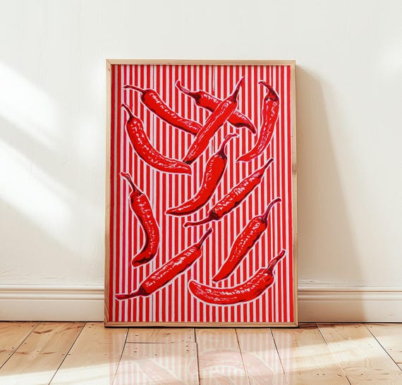 Red Chili Pepper Wall Art Vibrant Kitchen Decor Poster