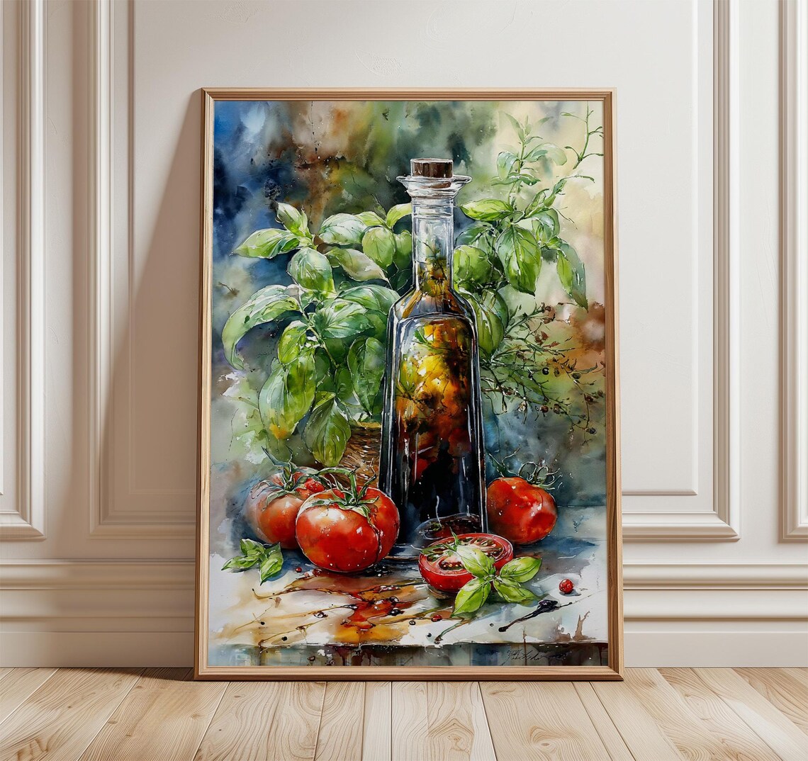 Kitchen Herb Tomato Basil Still Life Art Print