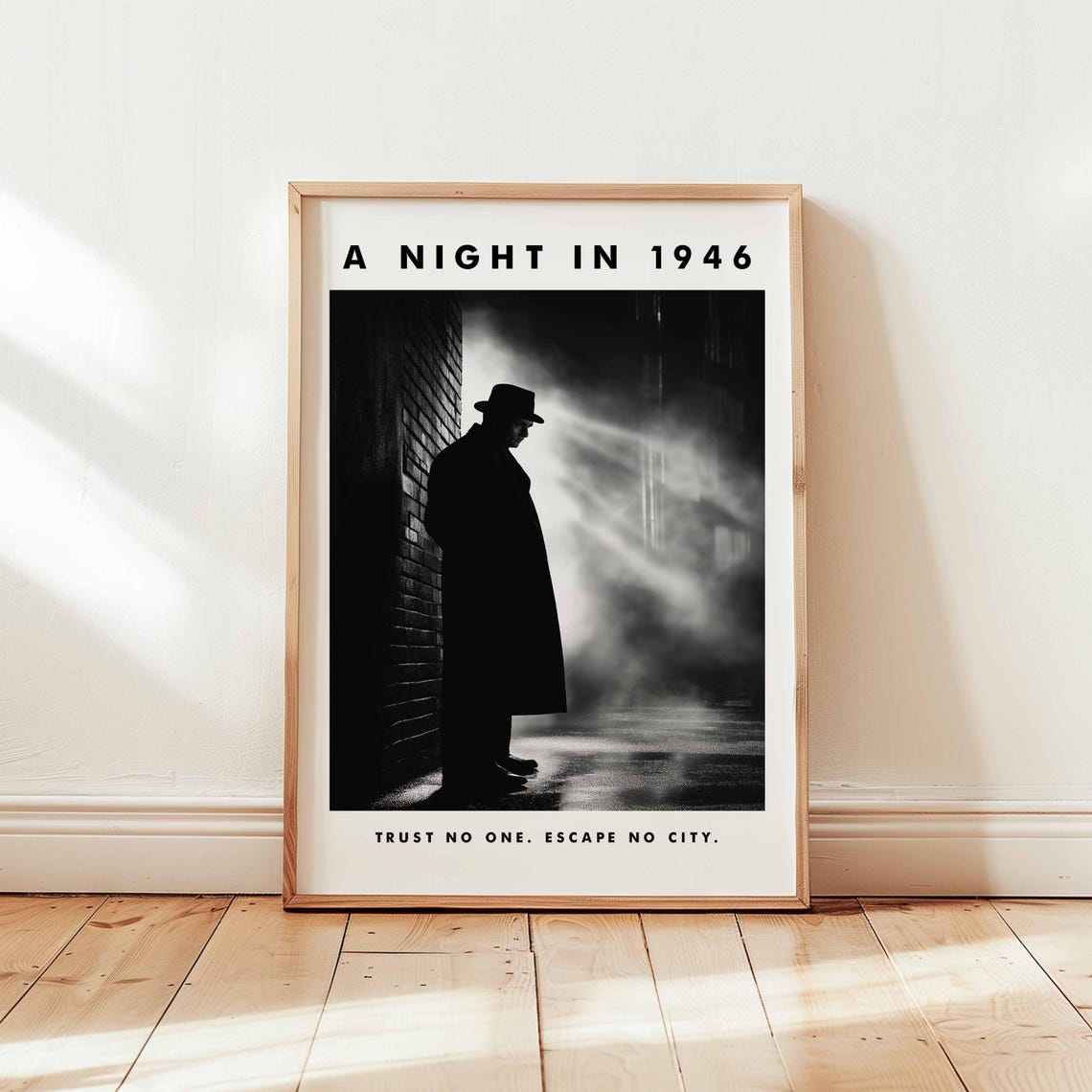A Night in 1946 Detective Silhouette in Dark Alley Noir Poster