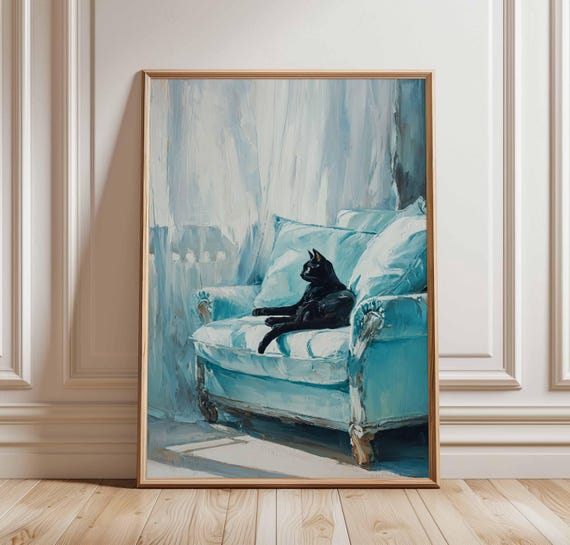 Cowboy Cat Poster Black In Hat Wall Art Rustic Western Print Funny Pet Portrait Country Style Animal Decor