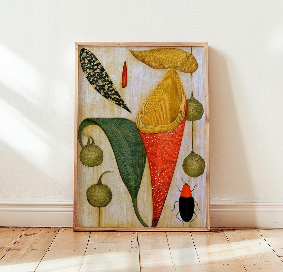 Vintage Pitcher Plant Poster, Botanical Nature Art Print