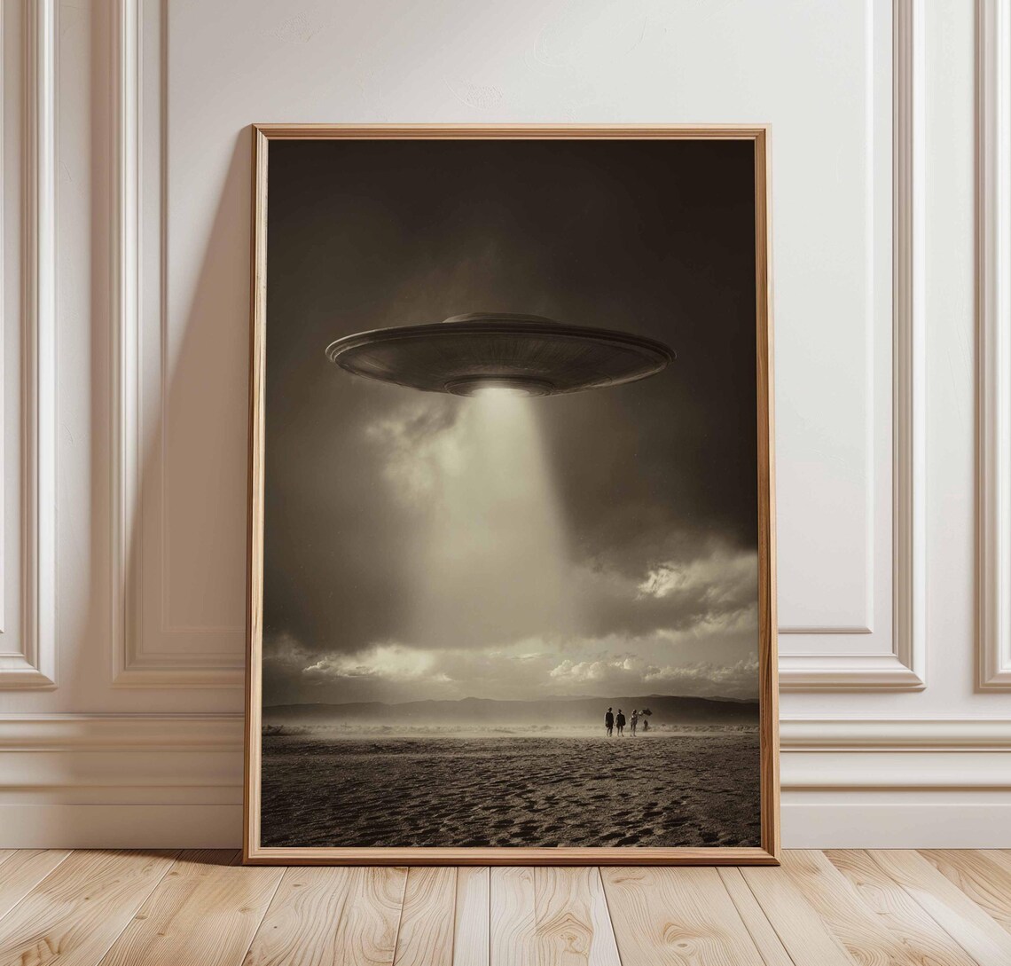 Ufo Poster Print, Vintage Alien Encounter