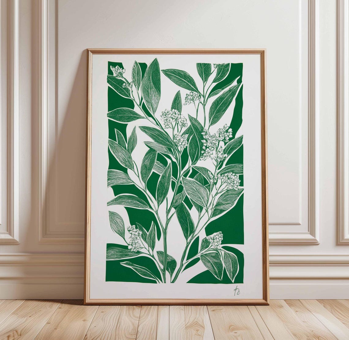 Green Botanical Leaf Floral Minimalist Modern Nature Wall Poster