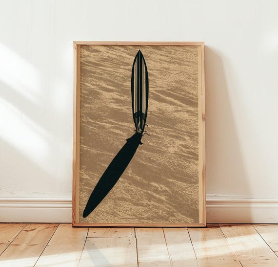 Surfboard Wall Art Minimalist Surf Print Vintage Beach Poster