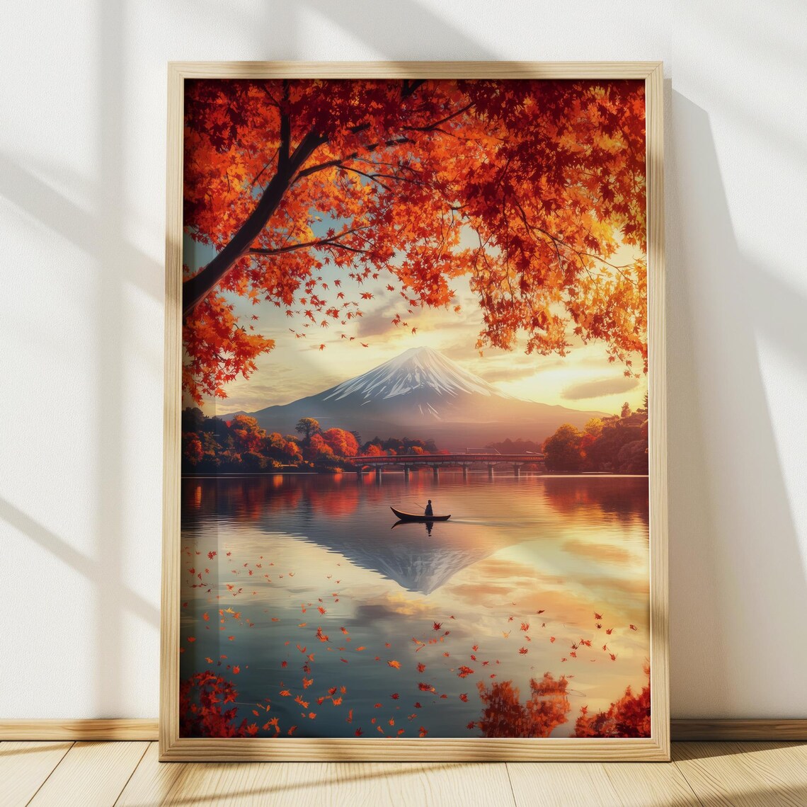 Mount Fuji Japanese Travel Poster, Cherry Blossom