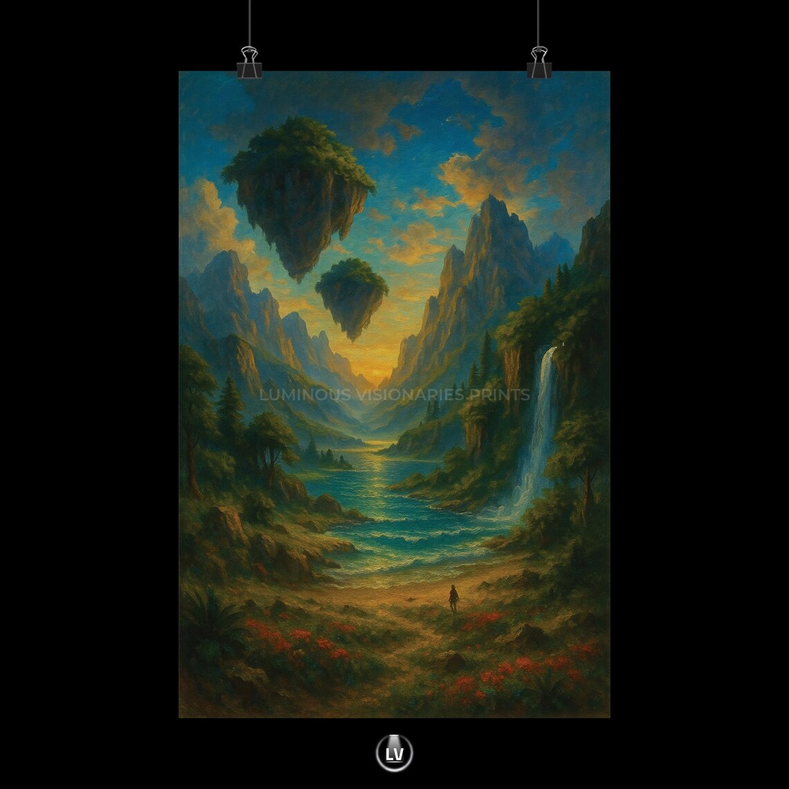 Serene Landscape Poster, Fantasy Nature Art