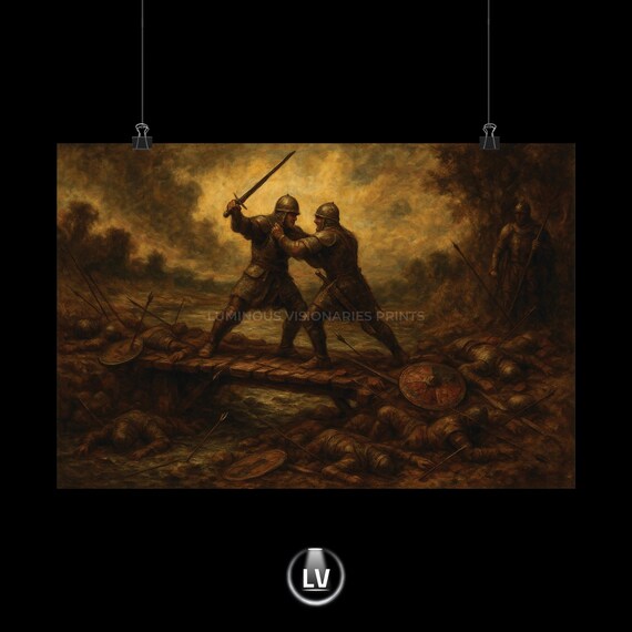 Warriors Sword Duel Fallen Soldiers Battlefield Epic Poster Art