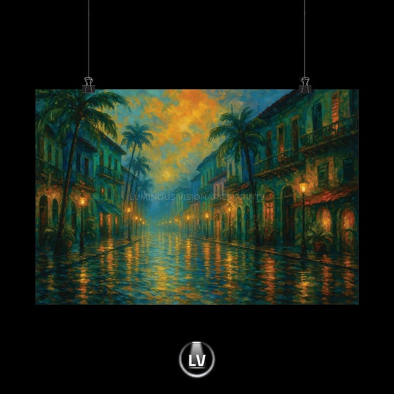 Serene Cityscape Wall Art Matte Horizontal Posters For Home Decor Tropical Landscape Print Vintage City Living Room Apacs 60