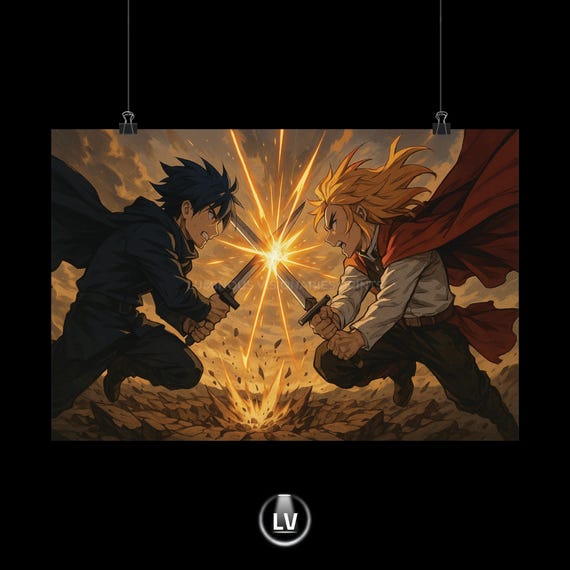 Epic Anime Battle Matte Horizontal Posters Wall Art Home Decor Gift For Fans Manga Room Apac 4