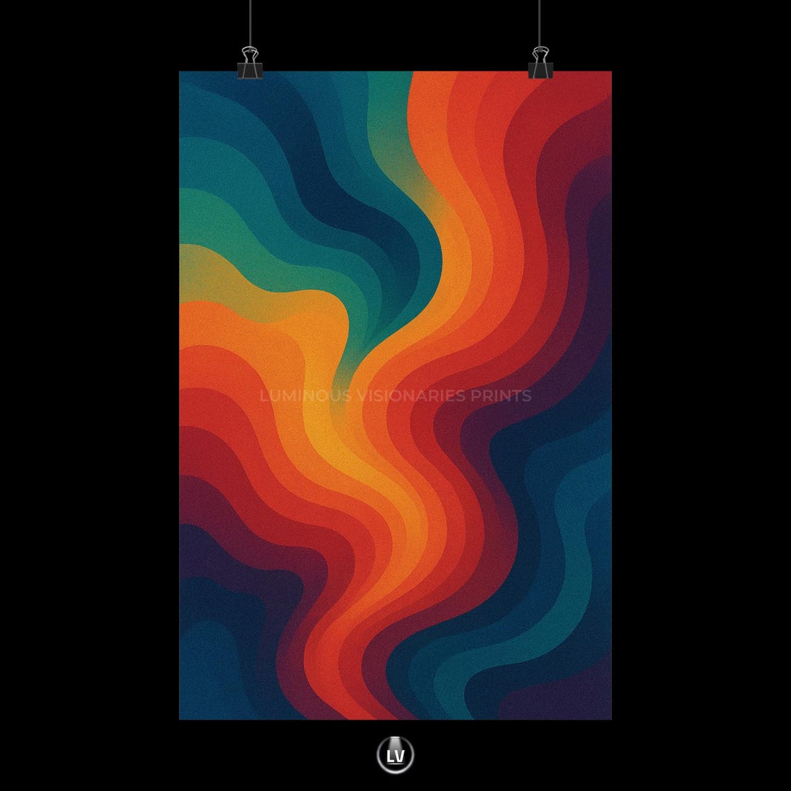 Wavy Retro Gradient Poster Warm Cool Color Flow Design Artwork
