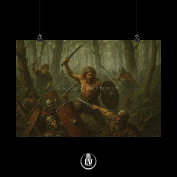 Battle Of Teutoburg Forest, Vintage Art Print