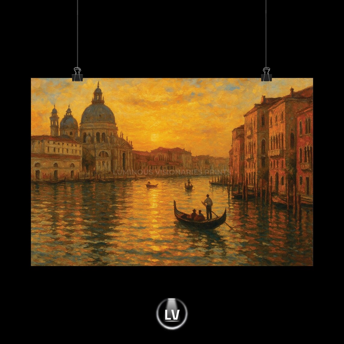 Venetian Sunset Vintage Landscape Poster Print