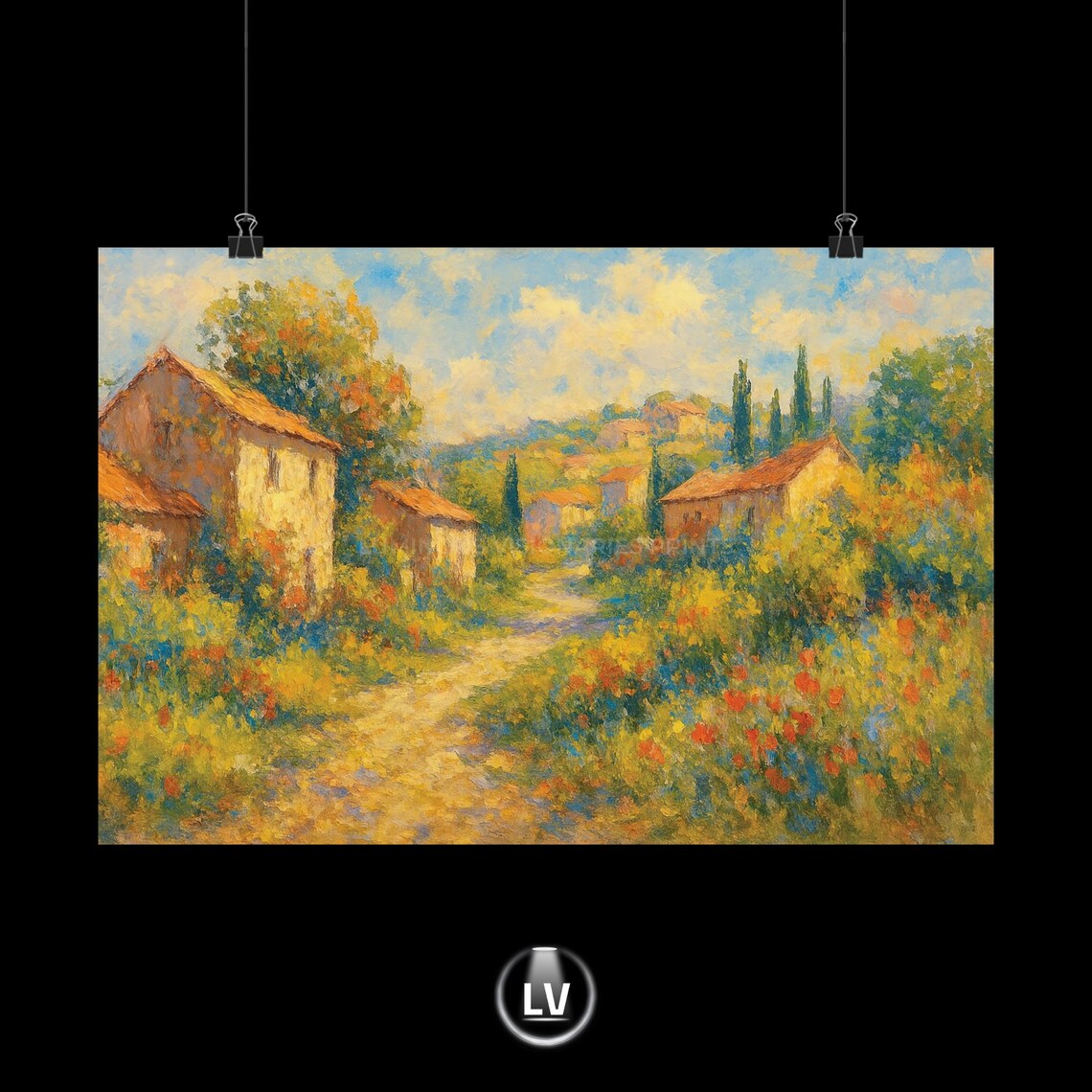 Serene Landscape Poster, Rustic Apls Nature Gift