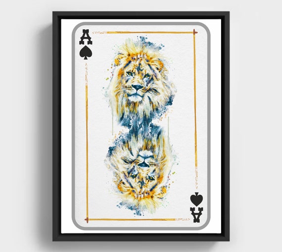 Ace Of Spades Lion Art Poker Room Decor Gambler Gift