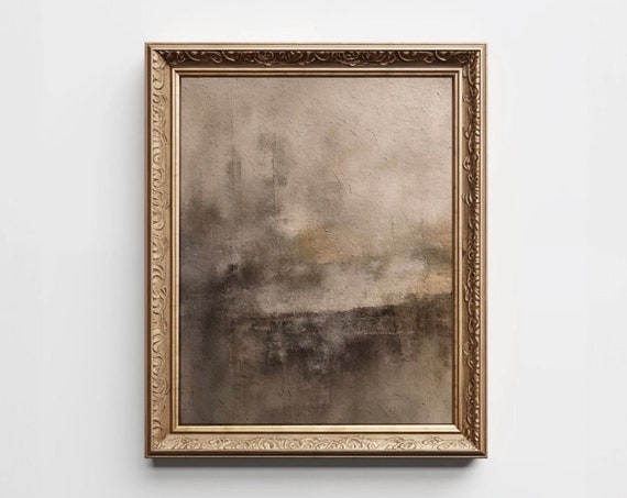 Brown Abstract Print Moody Neutral Art Minimalist Watercolor Painting Modern Organic Decor Horizontal Wall Vintage Instant