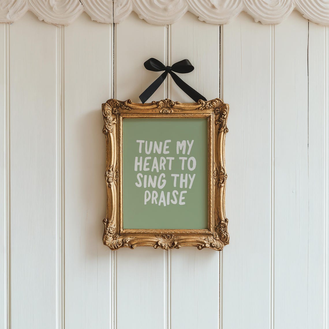 Tune My Heart to Sing Thy Praise Sage Green Background Poster - Image 4