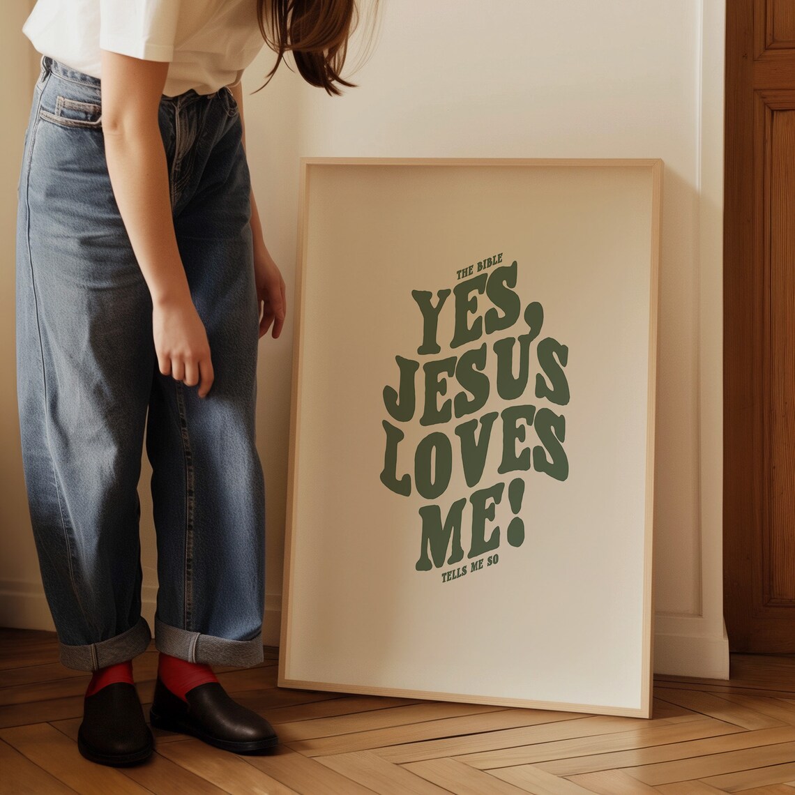 Jesus Loves Me Christian Quote Art Print, Minimalist - Image 4