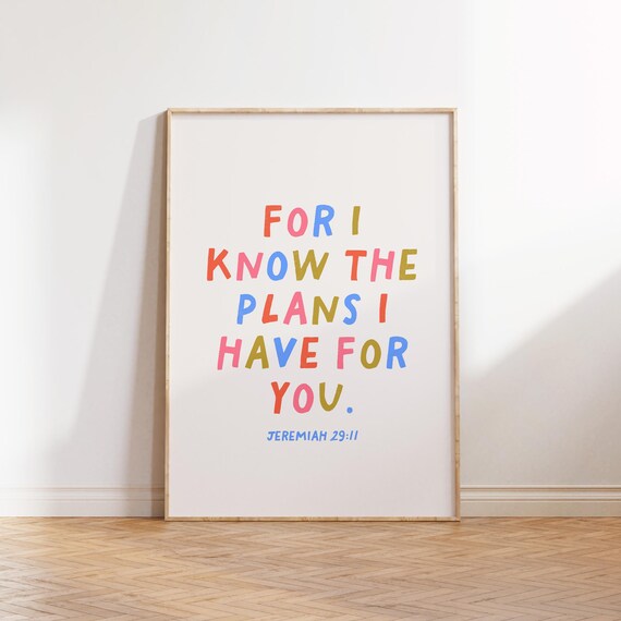 Jeremiah 29:11 Plans I Have For You Colorful Kids Room Poster