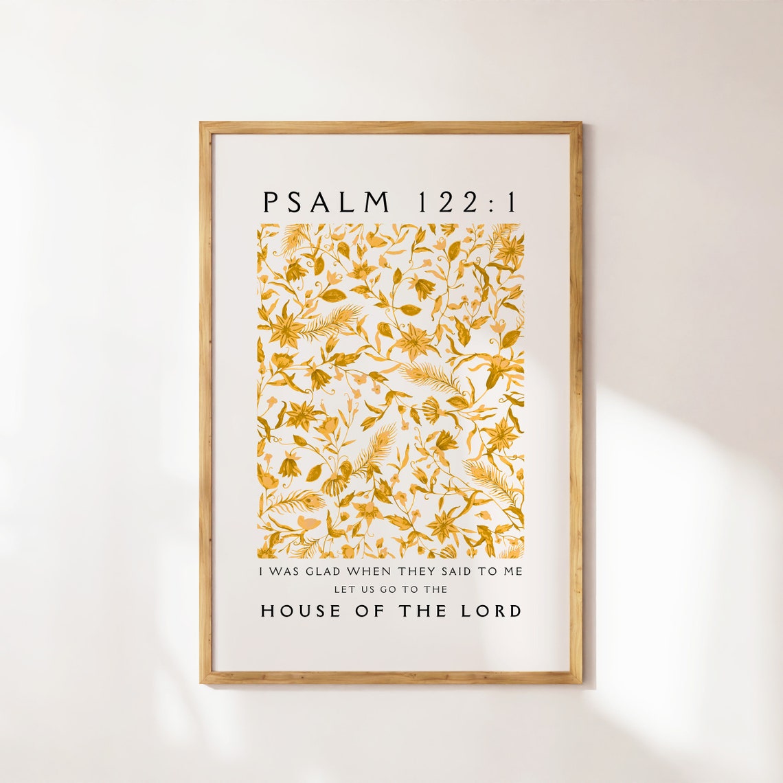 Psalm 122 House of the Lord Gold Botanical Pattern Christian Poster - Image 4