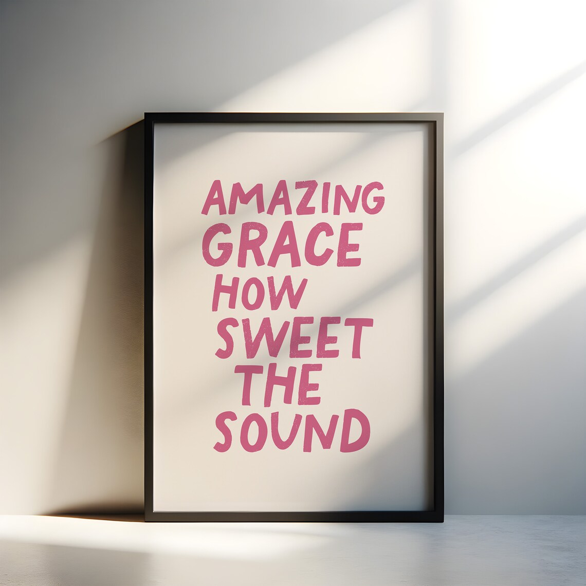 Amazing Grace How Sweet the Sound Pink Typography Hymn Lyric Faith Music Poster - Image 3
