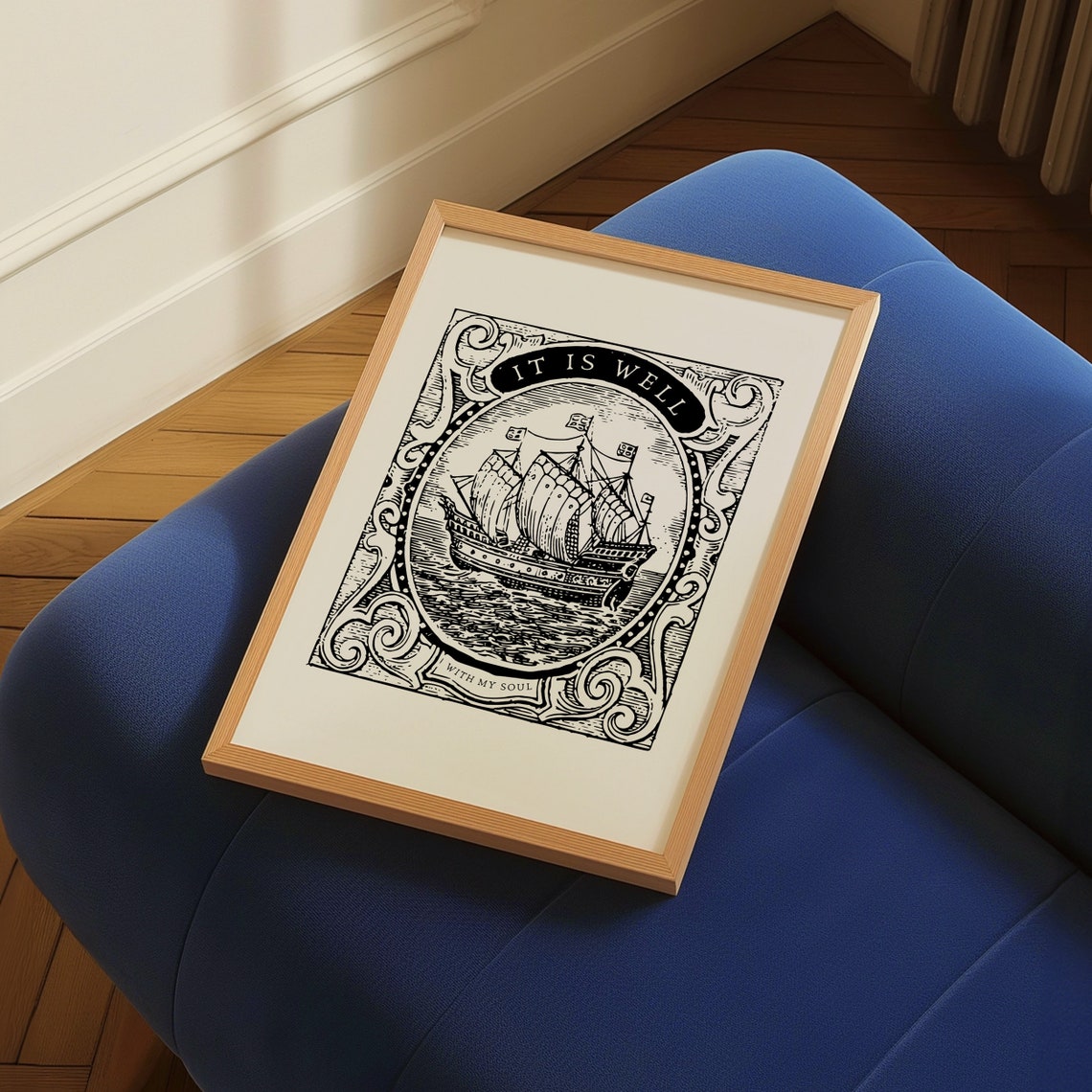 It Is Well With My Soul Vintage Ship Engraving Black Hymn Bible Poster - Image 3