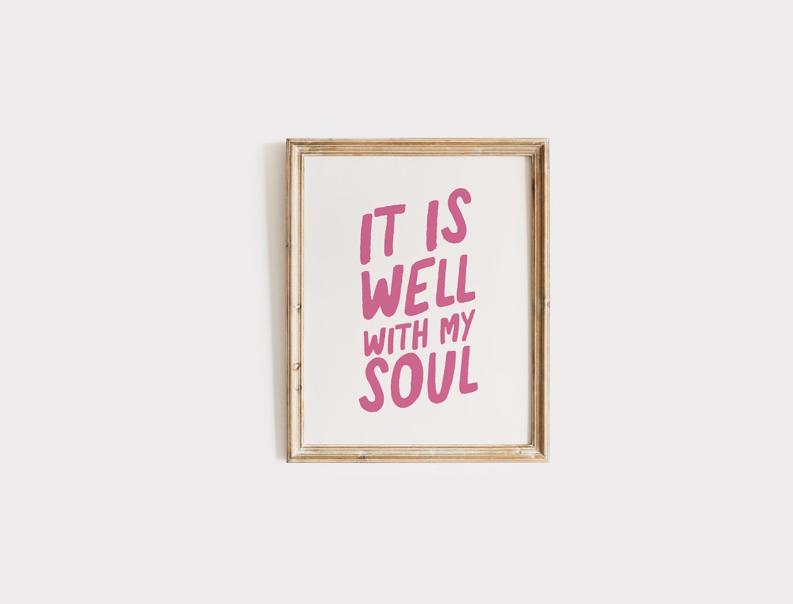 It Is Well With My Soul Pink Bold Hymn Lyric Typography Poster - Image 3