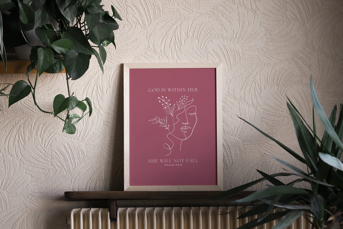Psalm 465 God Is Within Her Print Christian Aesthetic Art Print Christian Quote Art Boho Christian Art - Image 3