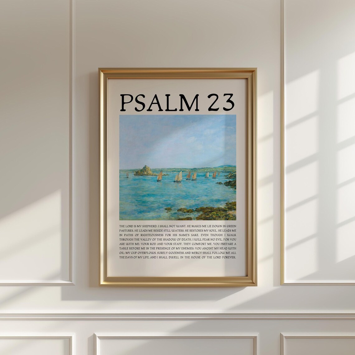 Psalm 23 Sailboat Seascape The Lord Is My Shepherd Verse Poster