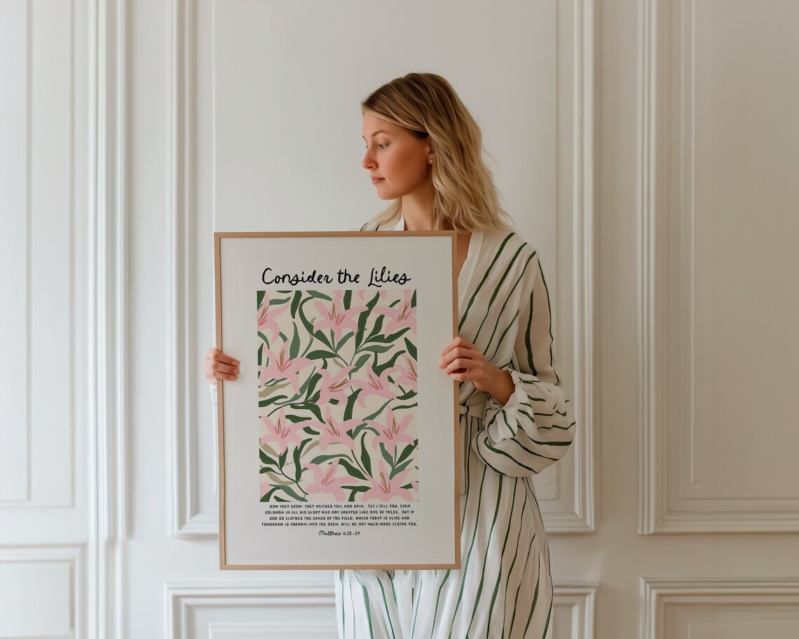 Matthew 6 Consider The Lilies Modern Christian Art Poster - Image 3
