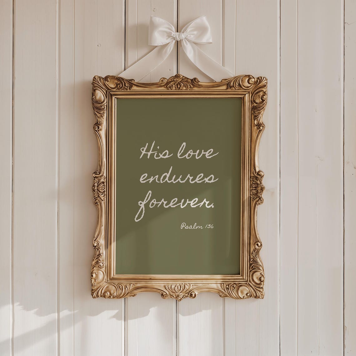 His Love Endures Forever Psalm 136 Green Botanical Scripture Poster - Image 3