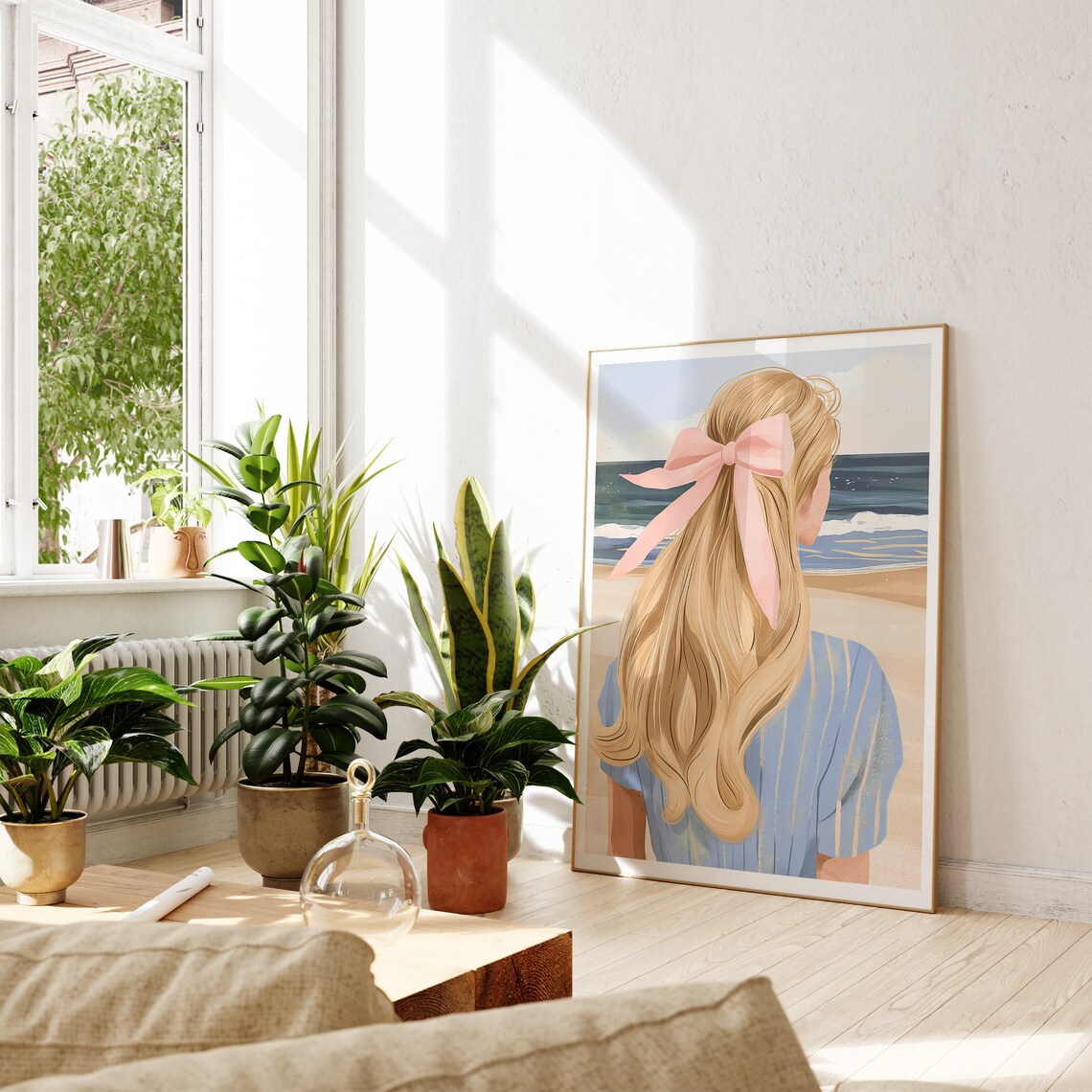 Coastal Coquette Pink Bow Poster, Preppy Wall Art - Image 2
