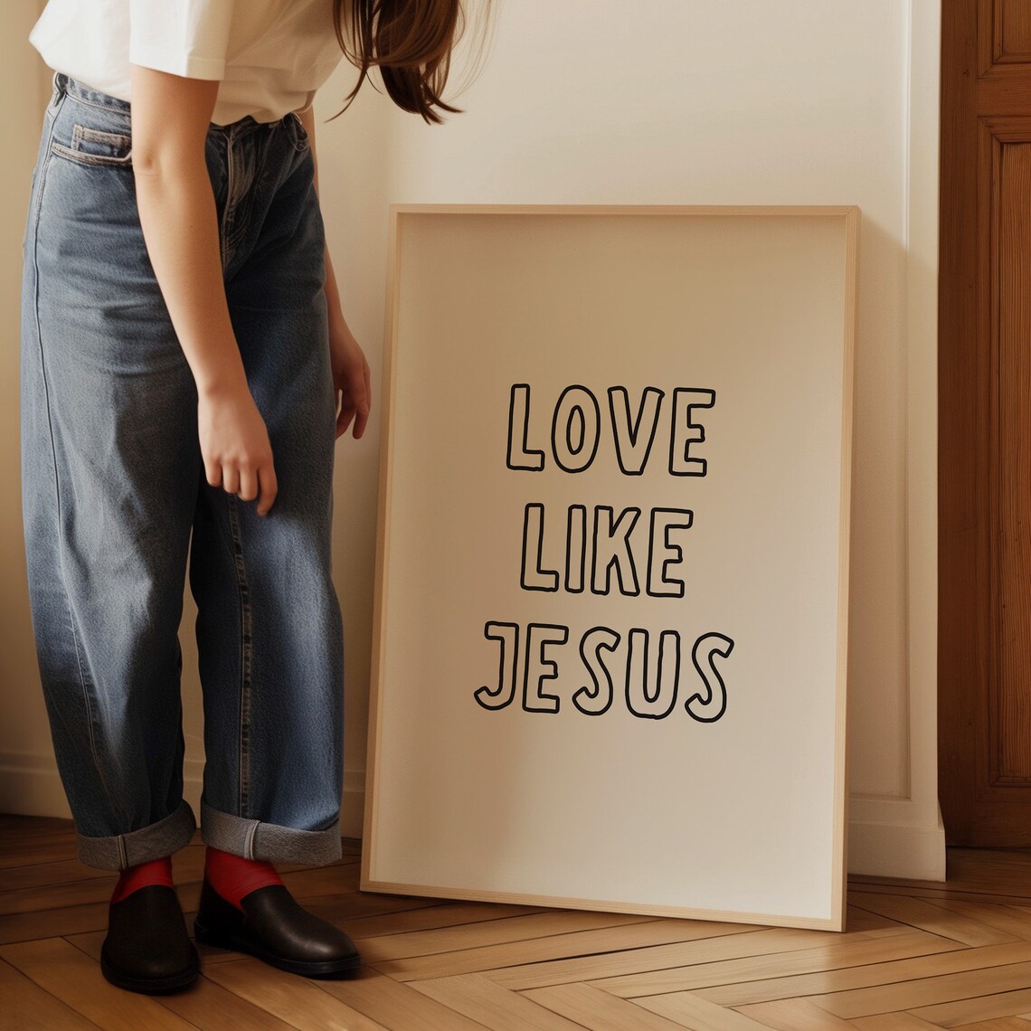 Love Like Jesus Minimalist Christian Quote Art Print - Image 3