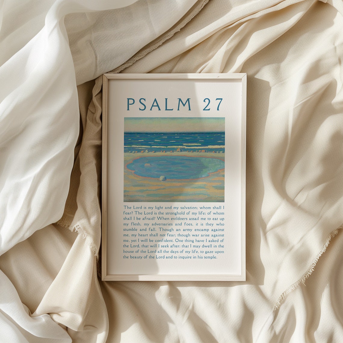 Psalm 27 My Light and Salvation Tranquil Coastal Seascape Poster - Image 3