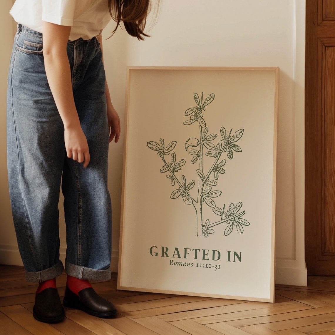 Grafted In Romans 11 Olive Branch Botanical Christian Poster - Image 4