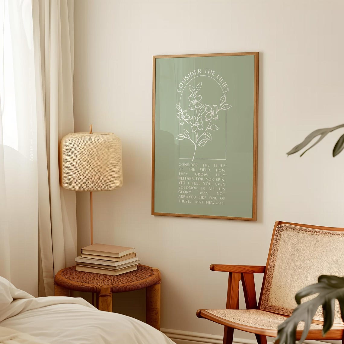 Consider The Lilies Christian Wall Art Scripture Wall Art Gift Dorm Room Essentials Wall Art Trendy Apartment Housewarming Gift - Image 3