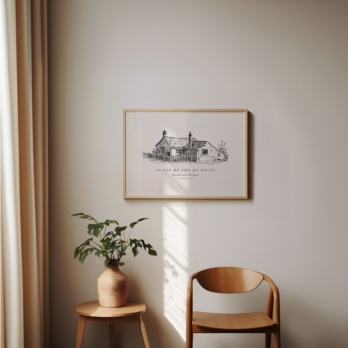 As for Me and My House We Will Serve the Lord Farmhouse Sketch Poster - Image 3