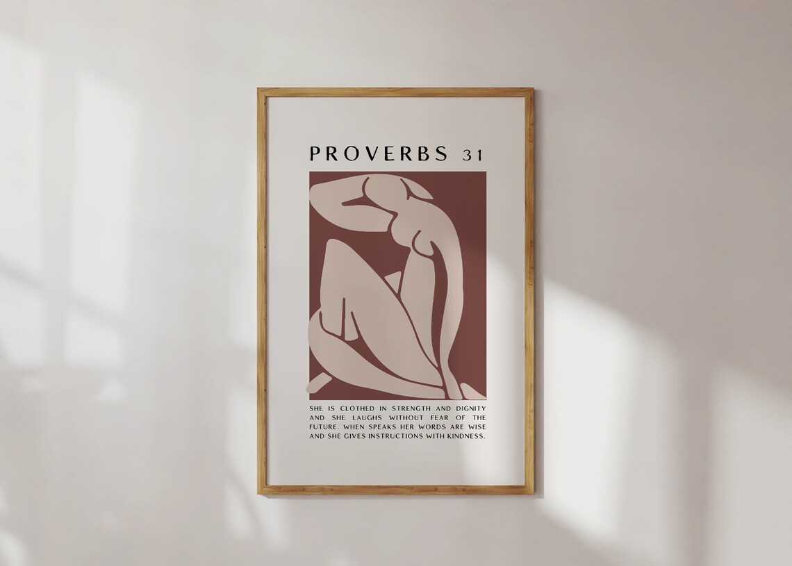 Proverbs 31 She Is Clothed In Strength And Dignity Matisse Poster Christian Quote Bible Verse Wall Art - Image 2
