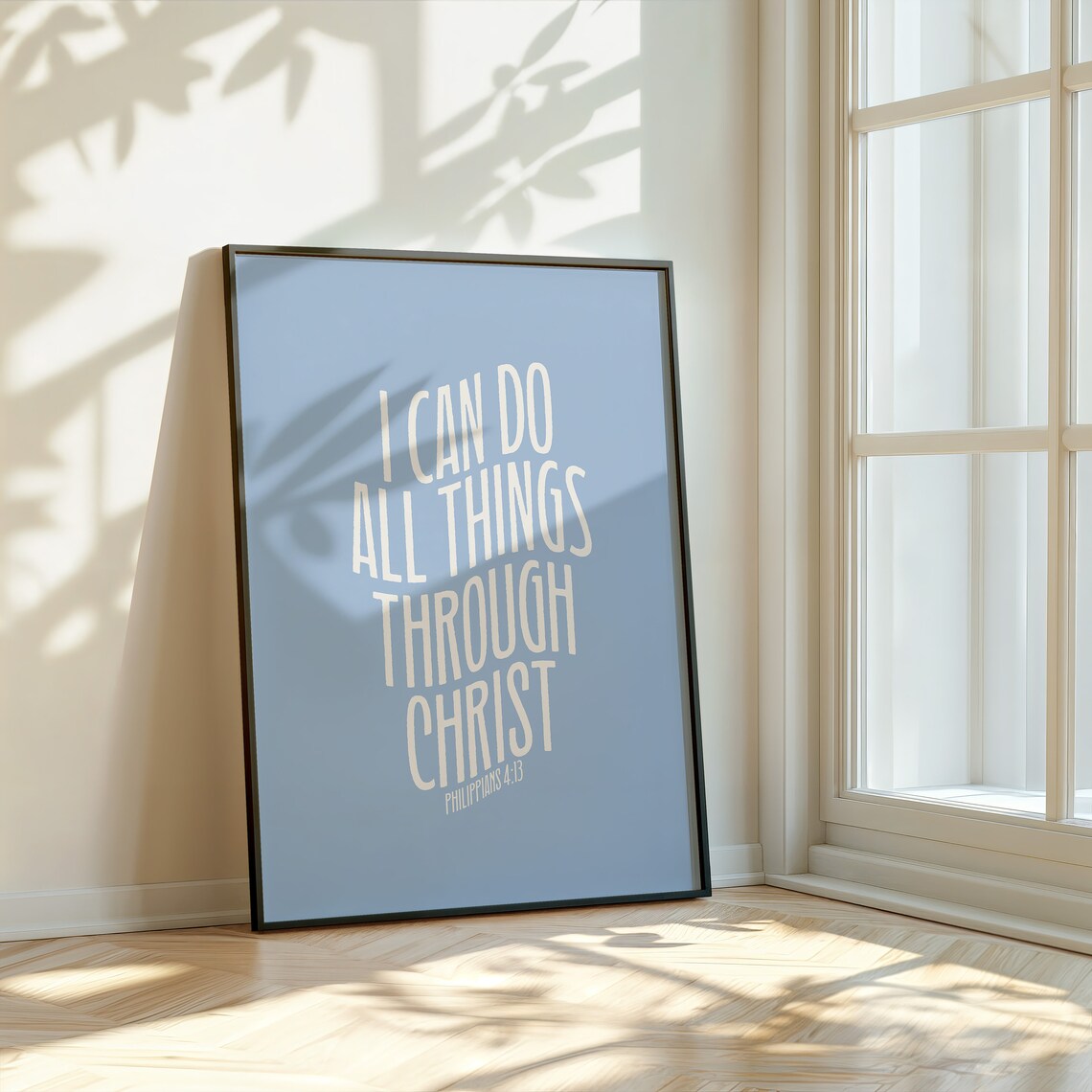 I Can Do All Things Through Christ Philippians 4 13 Blue Typography Wall Art - Image 3