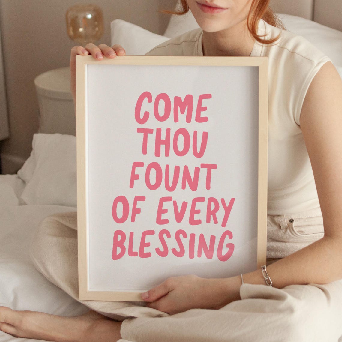 Come Thou Fount of Every Blessing Pink Hymn Hand Lettered Poster - Image 3