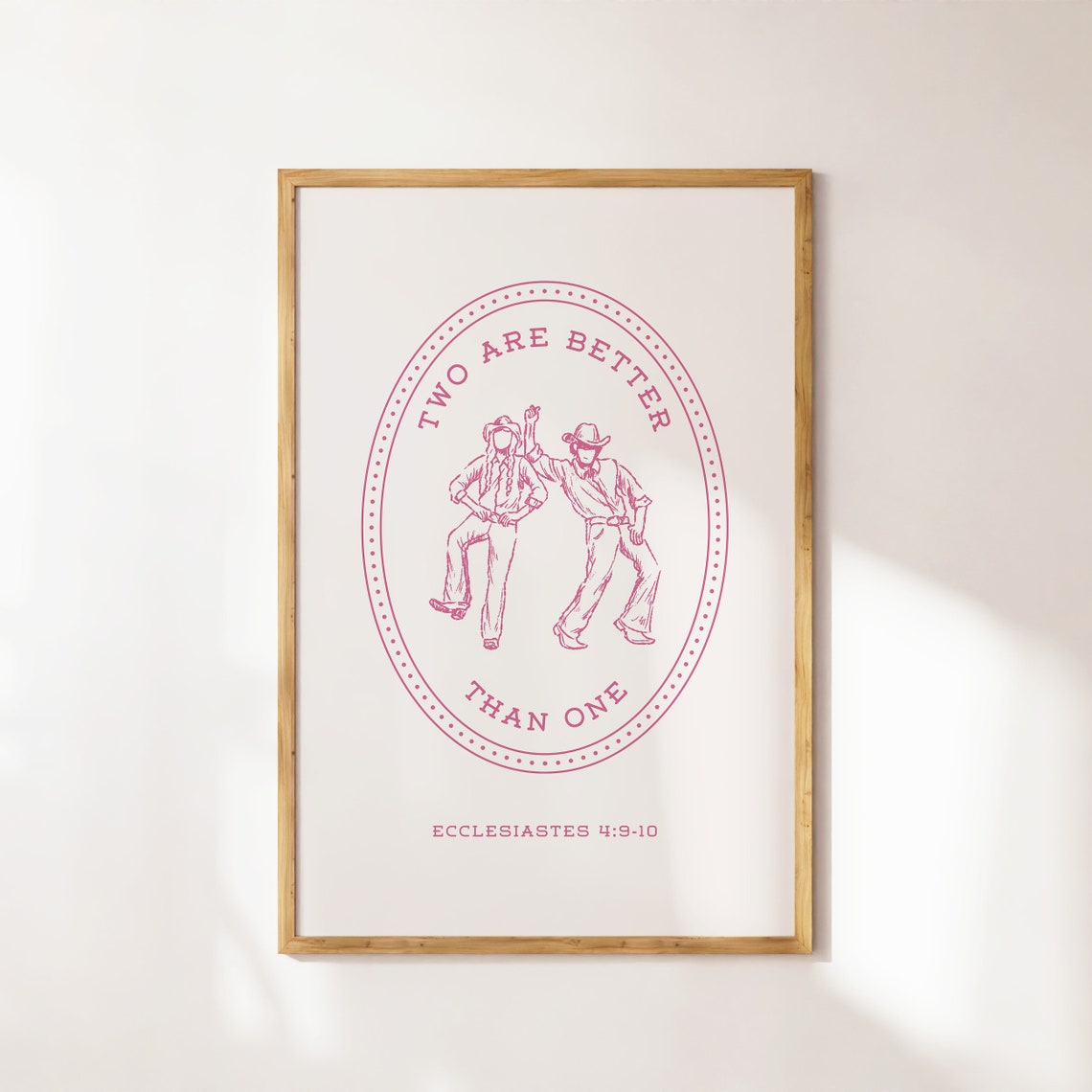 Two Are Better Than One Pink Cowboy Wedding Ecclesiastes Poster - Image 4