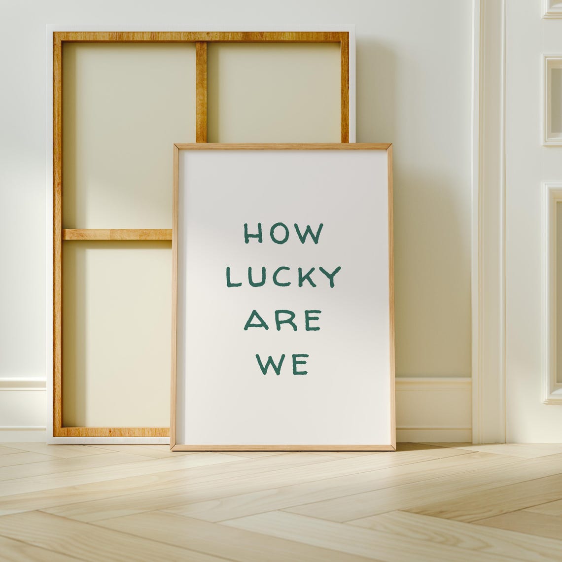 How Lucky Are We Green Typography Minimalist Gratitude Quote Poster - Image 3