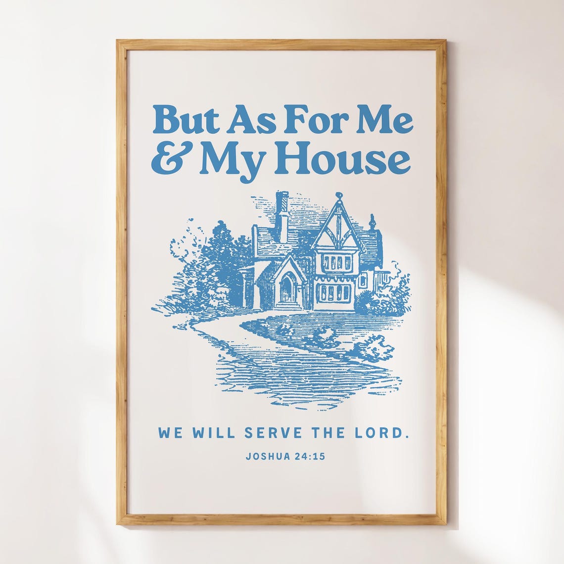 Joshua 2415 Retro Vintage Print Christian Wall Art Scripture Wall Art Gift Dorm Room Essentials Vintage Wall Art Blue Home Decor - Image 4