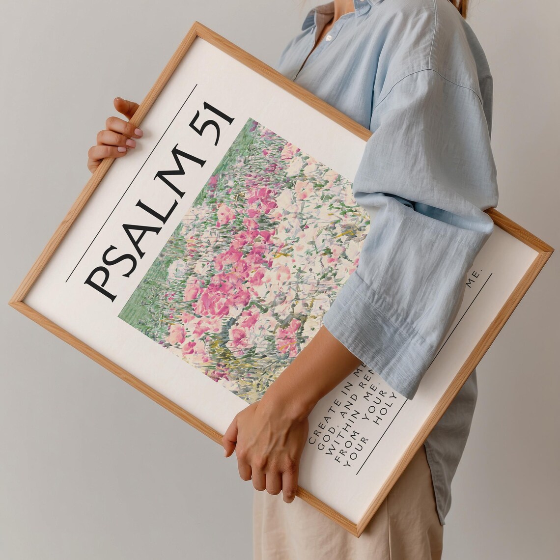 Psalm 51 Create In Me A Clean Heart Pink Wildflower Field Poster - Image 4