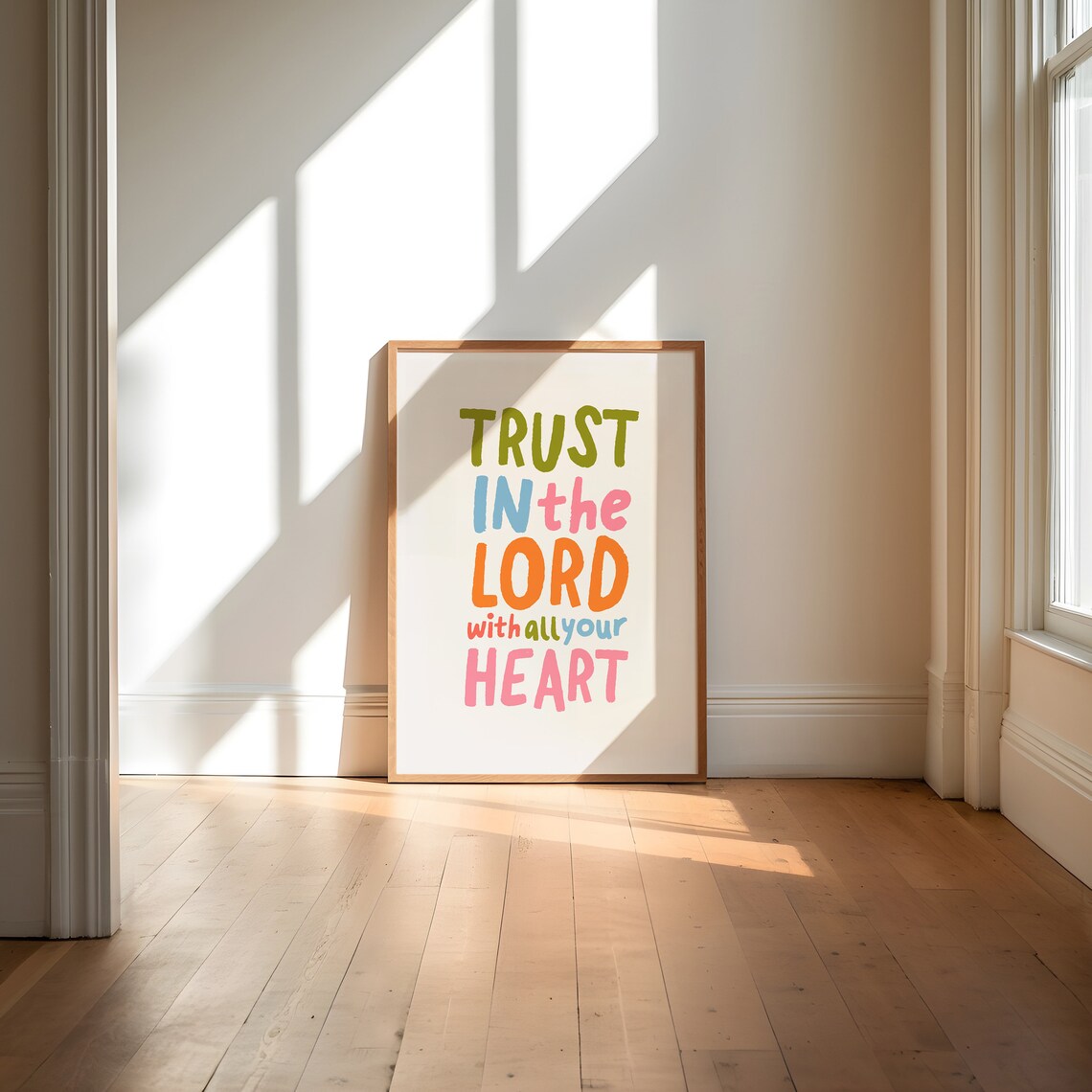 Trust in the Lord With All Your Heart Colorful Kids Typography Poster - Image 3