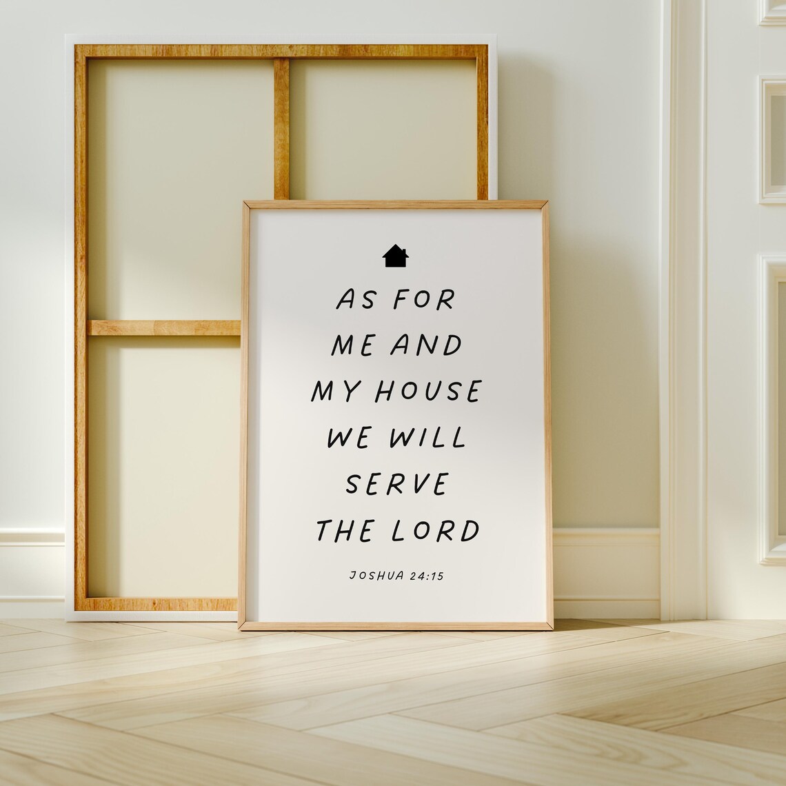 As For Me And My House Joshua 24 15 Cream Black Typography Faith Poster - Image 3