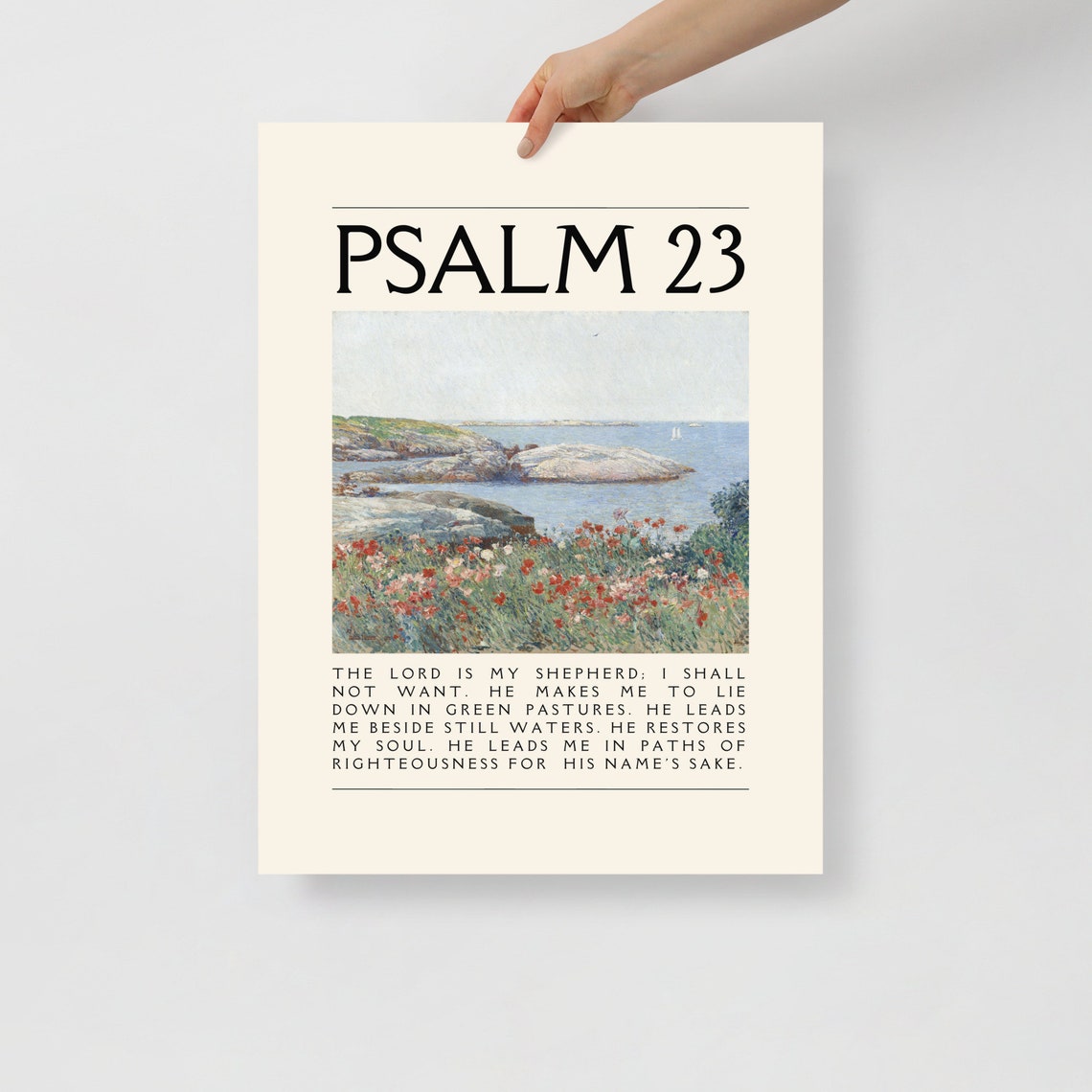 Psalm 23 The Lord Is My Shepherd Vintage Coastal Floral Bible Poster - Image 3