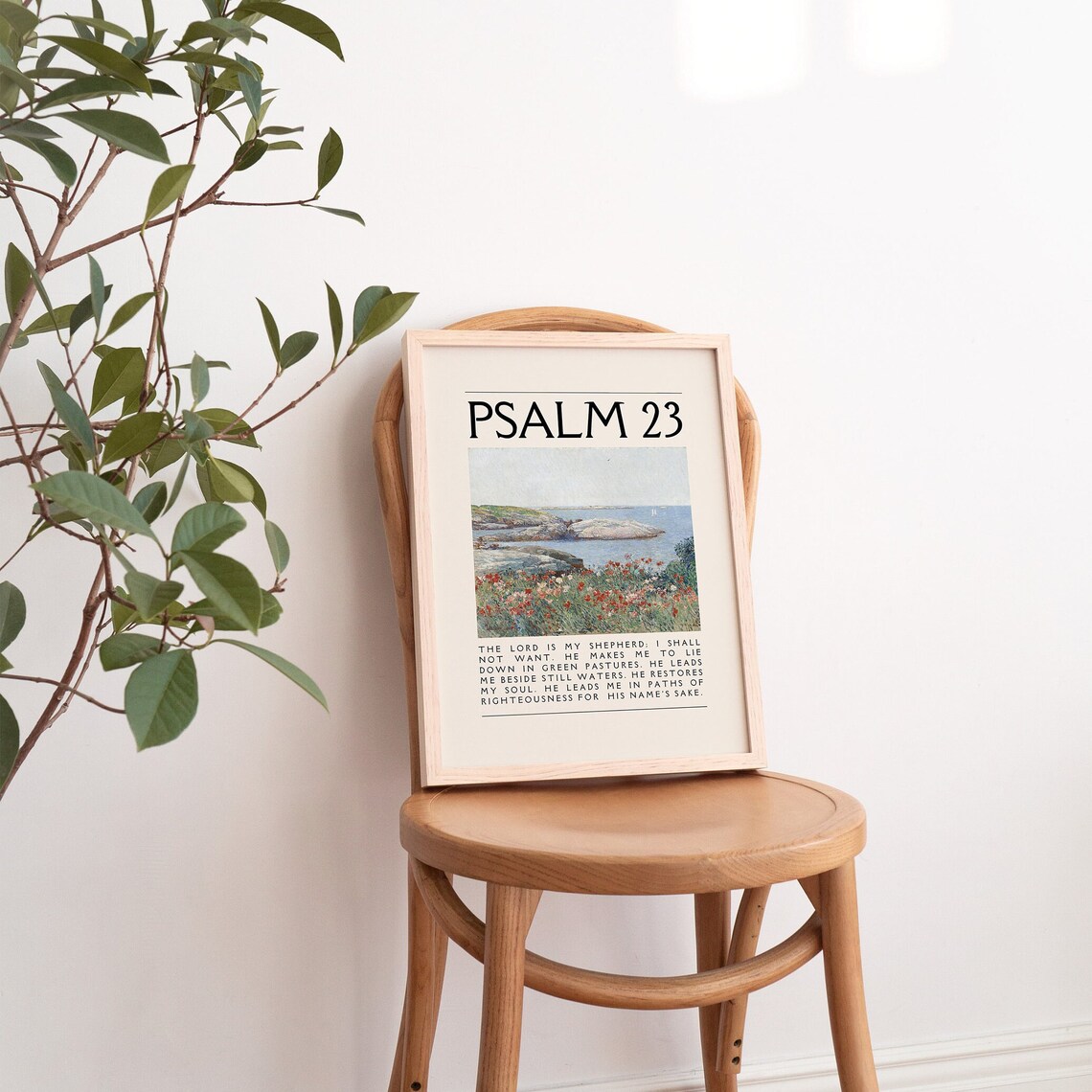 Psalm 23 Bible Verse Vintage Landscape Art Print - Image 2