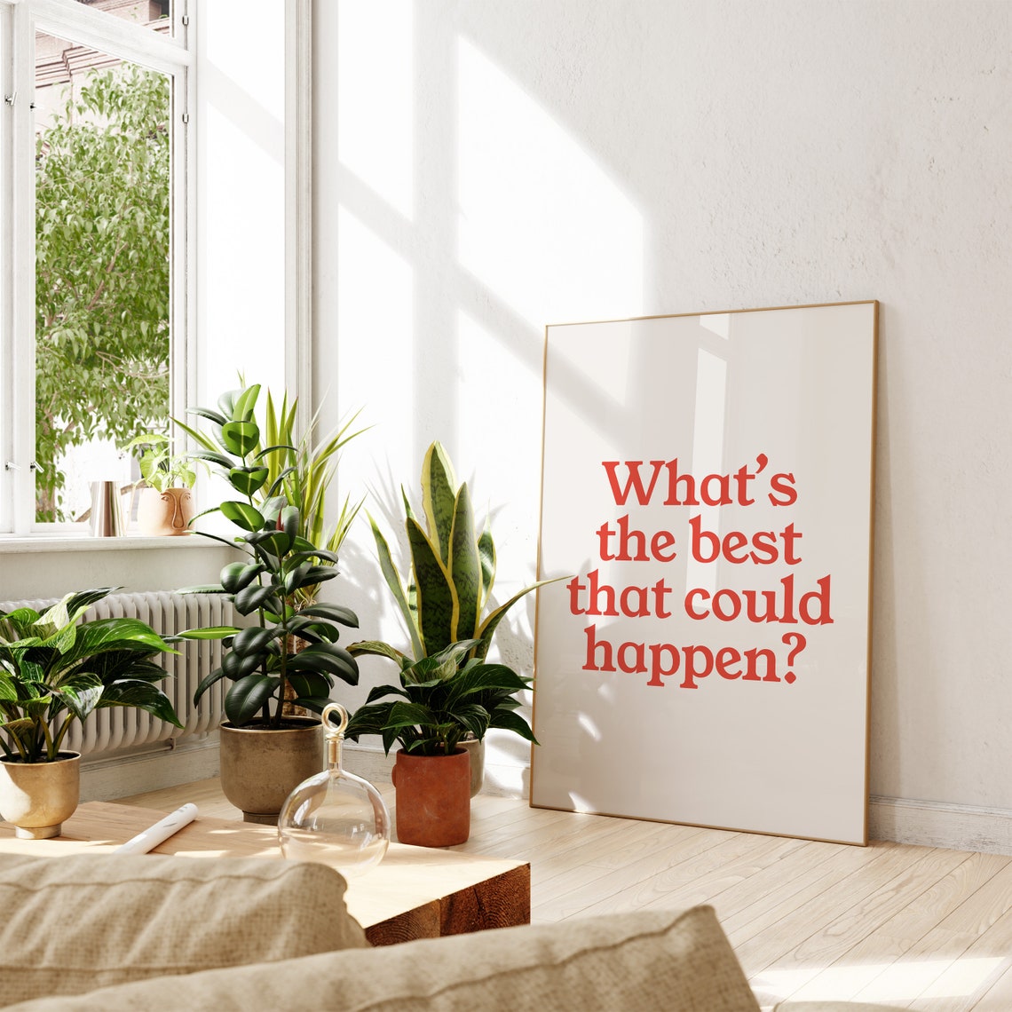 What's The Best That Could Happen Red Serif Affirmation Quote Poster - Image 3