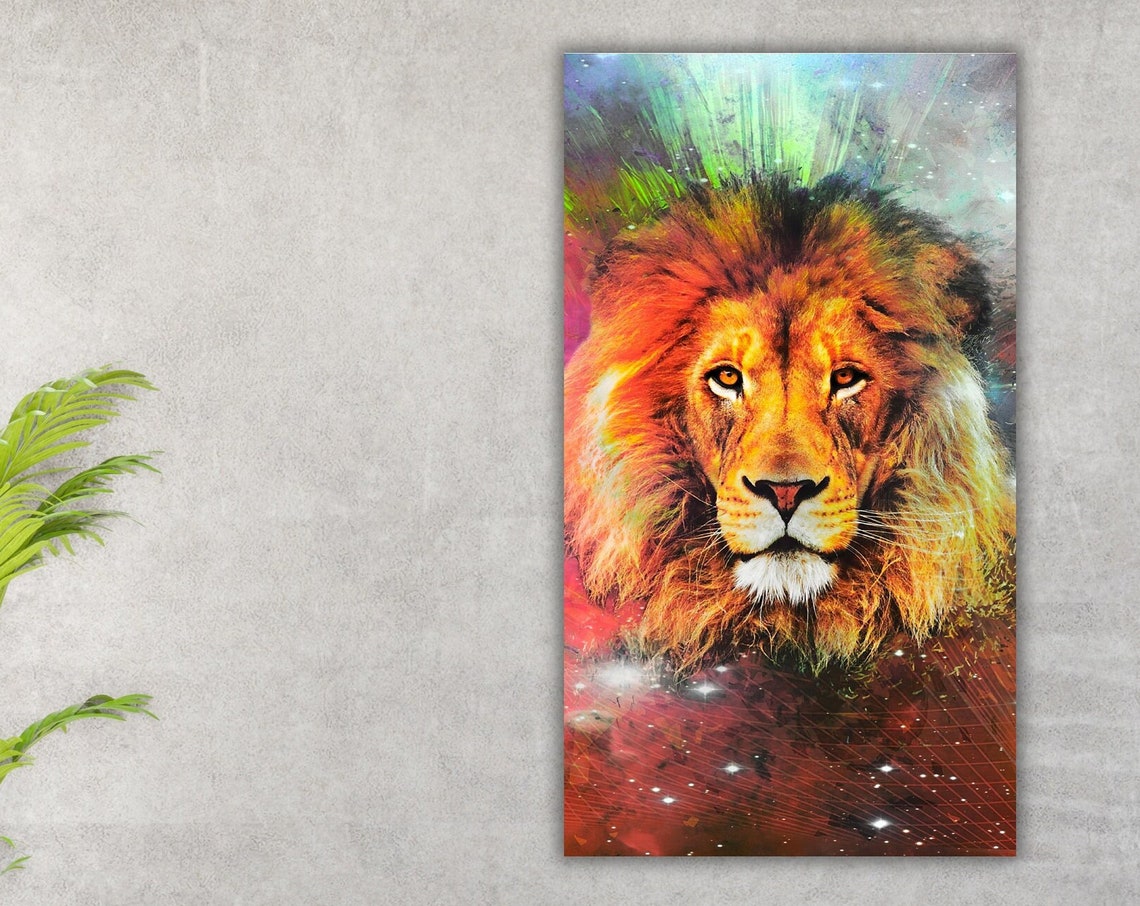 Lion Wall Art Lion Art Lion Poster Lion Portrait Lion Painting Animal Print Abstract Lion Print Lion Painting